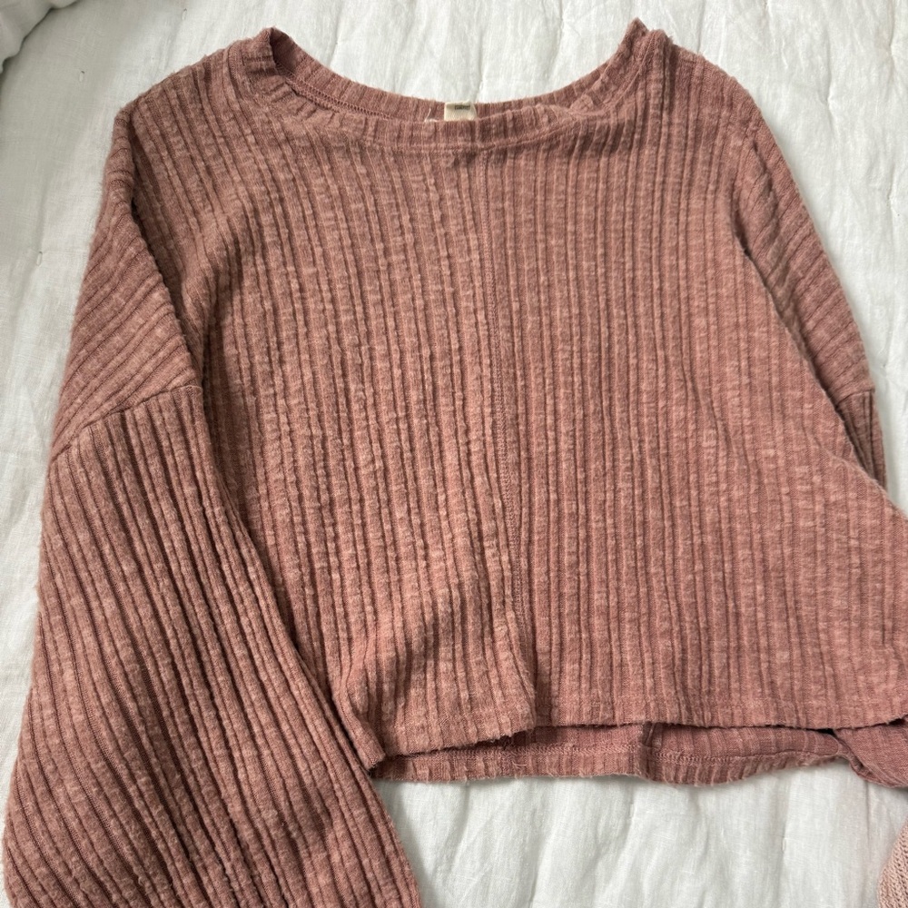 Billabong Ribbed Knit Top in Soft Brown